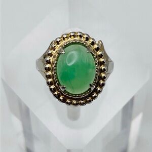 Vintage ESP & Co vermeil jade ring